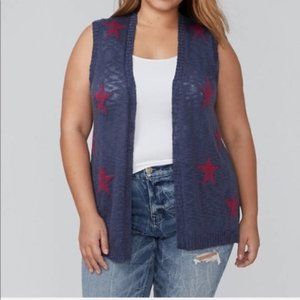 Lane Bryant Plus Blue Star Knit Sweater Vest